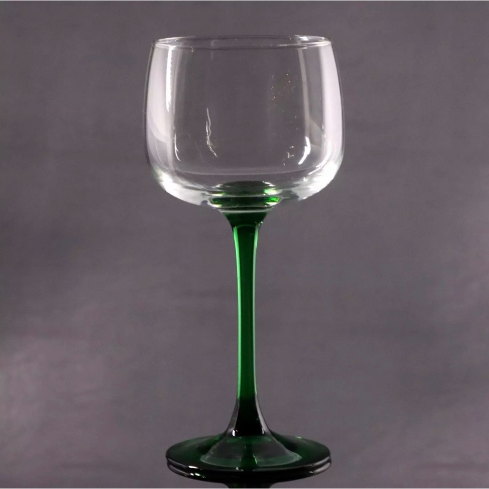 Cristal D'Arques-Durand Emerald Green Stem 7" Wine Hock Crystal Glass